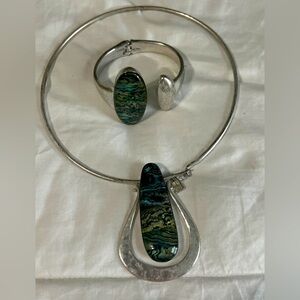Robert Lee Morris Silver and Green Necklace